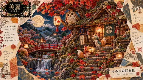 もみじの灯る社、刺繍の夜 thumbnail