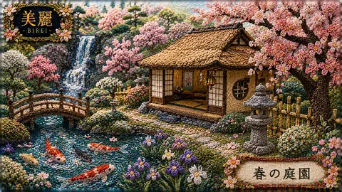 刺繍で彩る春の日本庭園 thumbnail