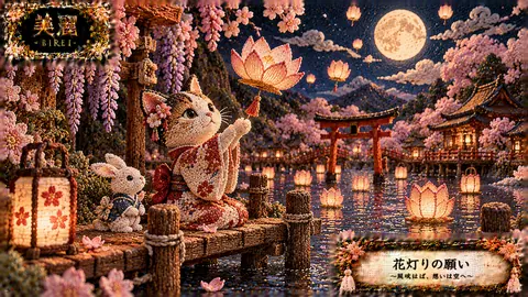 刺繍で彩る花灯りの祭り thumbnail