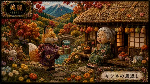 刺繍で彩る狐の恩返し thumbnail