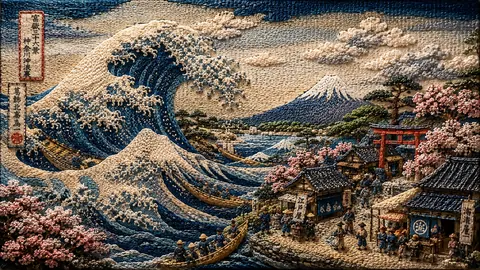 波間に咲く江戸 ― 富嶽・立体刺繍絵巻 thumbnail