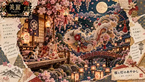 桜と灯の刺繍幻想絵巻 thumbnail