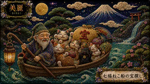 刺繍で彩る七福ねこ船の宝探し thumbnail