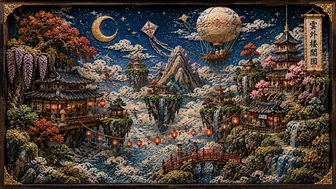 月渡る天空郷 ― 雲海幻想刺繍絵巻 thumbnail