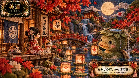 刺繍で彩る秋夜のかっぱ茶屋 thumbnail