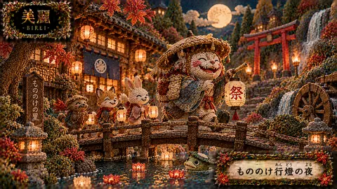 刺繍で彩る妖怪祭りの夜 thumbnail