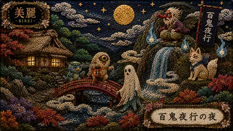 刺繍で彩る百鬼夜行の夜 thumbnail