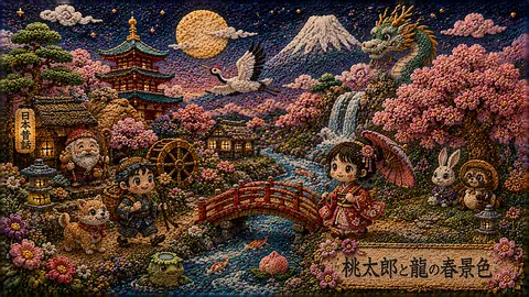 刺繍で彩る日本昔話の春景色 thumbnail