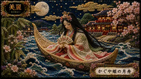 刺繍で彩るかぐや姫の月舟 thumbnail
