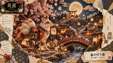 狐の灯り道、糸が紡ぐ祭り thumbnail