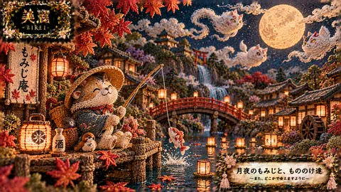 刺繍で彩る月夜の妖怪祭り thumbnail