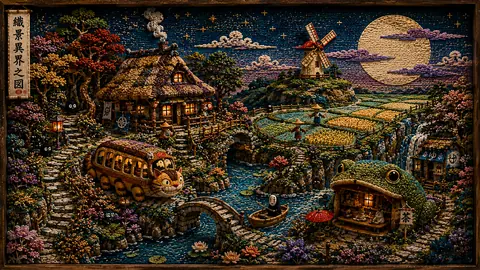 刺繍で描く異界の小さな村 thumbnail