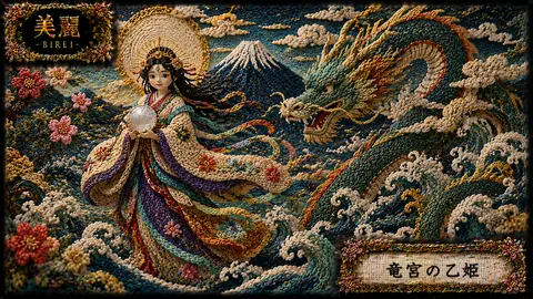 刺繍で彩る竜宮の乙姫と龍 thumbnail