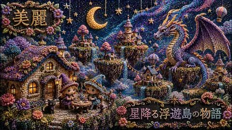 刺繍で描く星降る浮遊島の物語 thumbnail