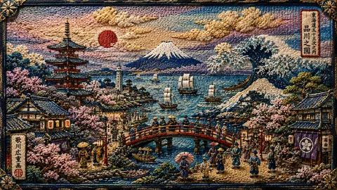 刺繍で描く東海道・品川の風景 thumbnail