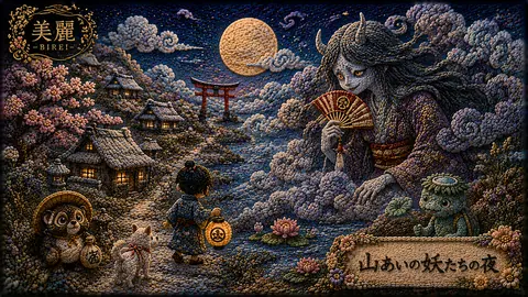 刺繍で彩る山里の妖たちの夜 thumbnail