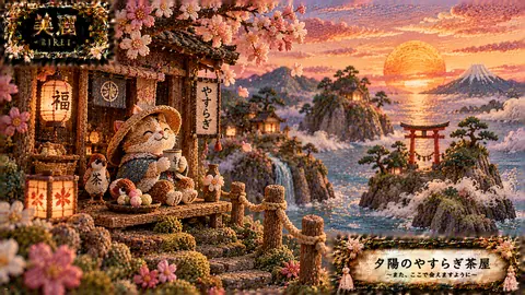 夕陽に染まるやすらぎ茶屋 thumbnail