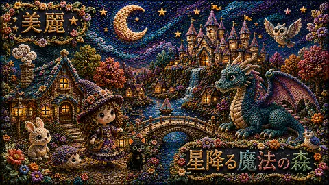 刺繍で彩る星夜の幻想村 thumbnail