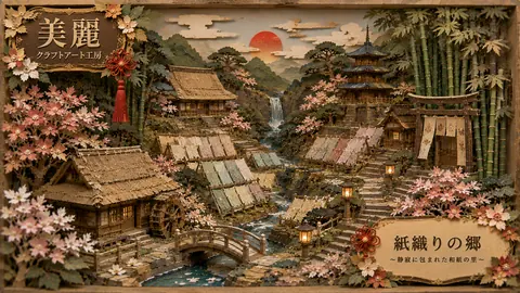 和紙の里、桜咲く手作り風景 thumbnail