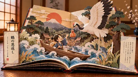 鶴の恩返し、紙芝居の夕景 thumbnail