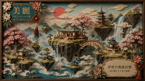 和風浮遊庭園の紙細工 thumbnail
