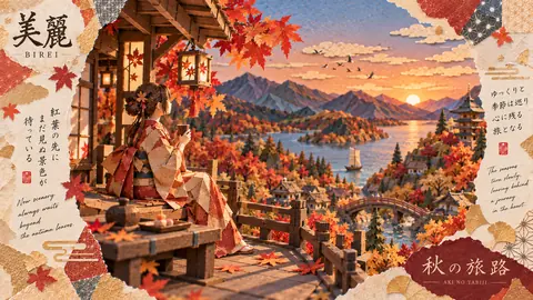 秋色の紙細工、湖畔の旅 thumbnail
