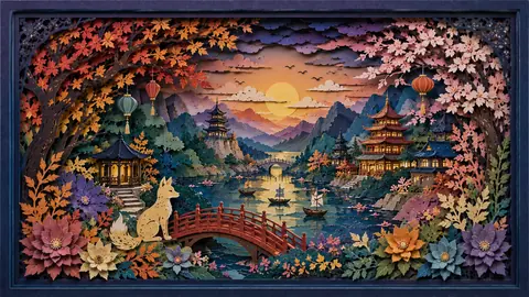 夕映えの彩り紙影絵庭園 thumbnail