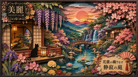 桜霞の和風ペーパークラフト庭園 thumbnail