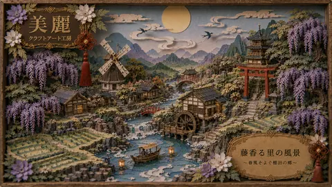 和紙で彩る藤香る里の風景 thumbnail