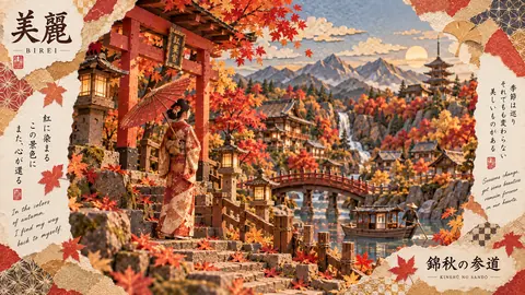 錦秋の紅葉宮、和紙の風景 thumbnail