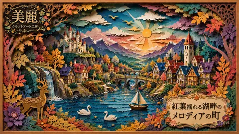 紅葉揺れる湖畔の紙細工の町 thumbnail