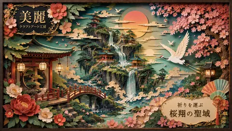 桜と滝の浮遊神社 thumbnail