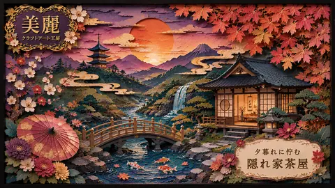 夕暮れの隠れ家茶屋、紙の庭園 thumbnail