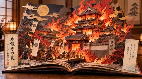 燃え上がる本能寺の紙芝居 thumbnail