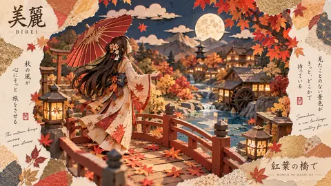 紅葉の橋で、月夜の旅 thumbnail