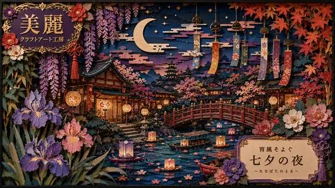 美麗な七夕夜祭りの切り絵風景 thumbnail