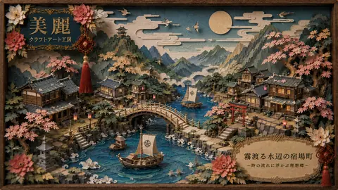 紙細工の霧渡る水辺の宿場町 thumbnail