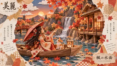紅葉に包まれた紙細工の水辺 thumbnail