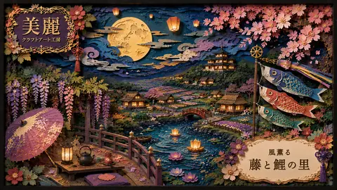 和紙の月夜、藤と鯉の里 thumbnail