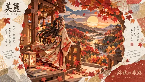 錦秋の紙細工、夕映えの旅路 thumbnail
