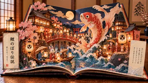 灯り煌めく鯉のぼり祭り絵本 thumbnail