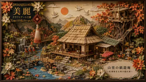 紙細工の紅葉里山 thumbnail