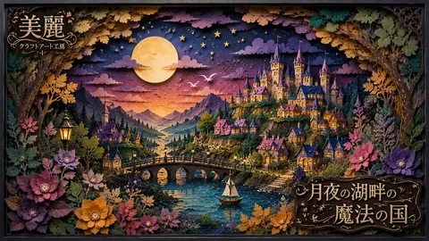 月夜の湖畔に輝く魔法の国 thumbnail