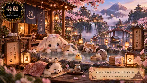 ぬいぐるみたちの桜温泉郷1 thumbnail