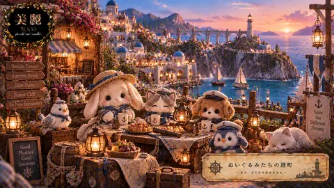ぬいぐるみたちの港町、夕暮れの旅 thumbnail