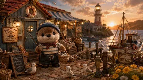 夕映えのラッコ漁港 thumbnail