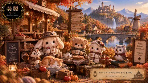 ぬいぐるみたちの秋色やすらぎの町 thumbnail