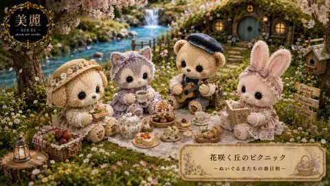 ぬいぐるみたちの春色ピクニック thumbnail