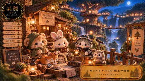 灯り揺れるぬいぐるみの樹上村 thumbnail