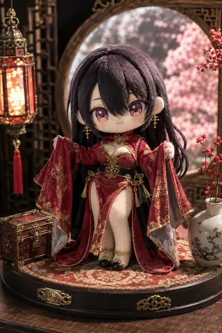 桜月門の華やか人形飾り thumbnail